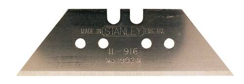 Eine Nahaufnahme einer Metallrasierklingende mit Text, der „Made in England