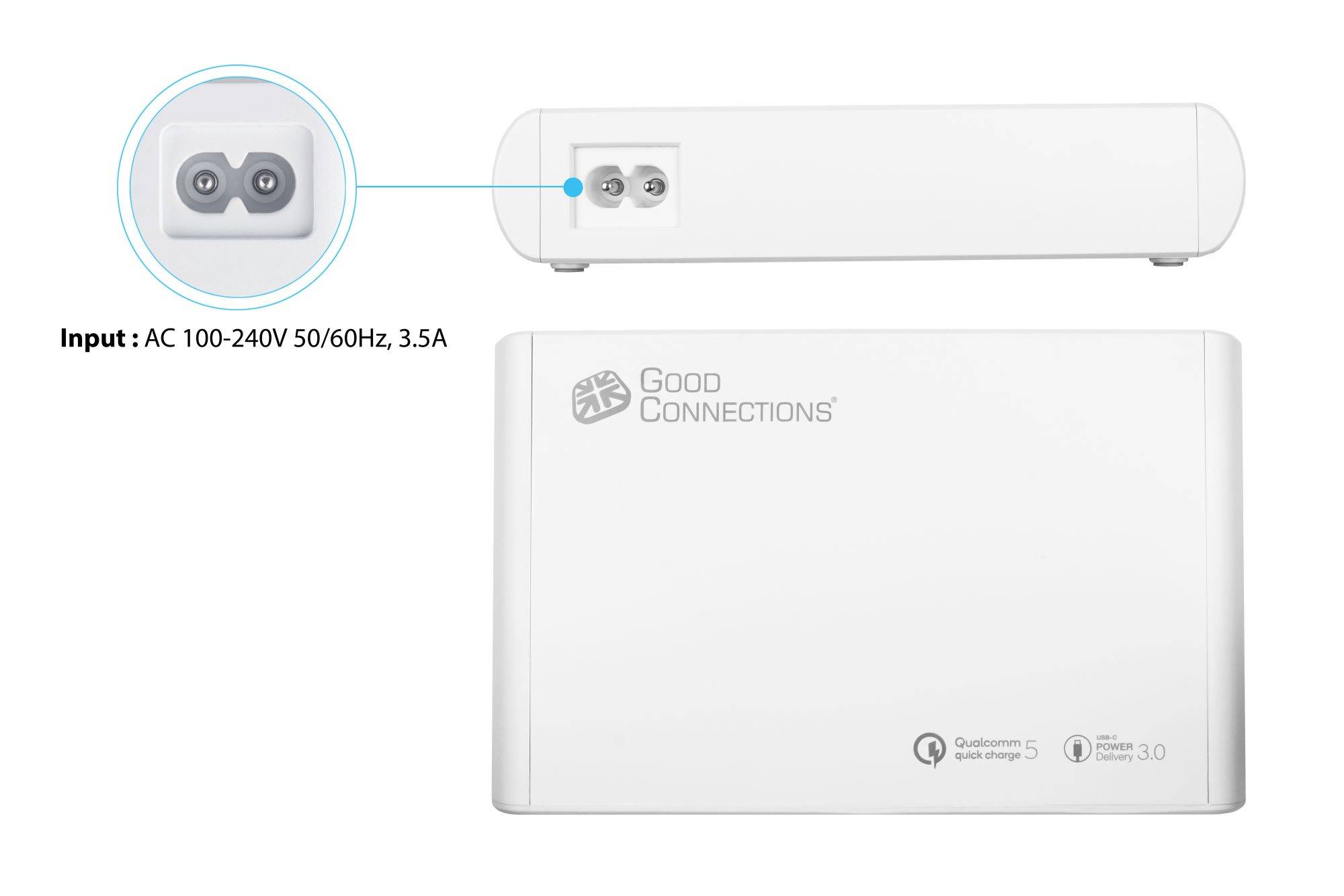 USB-Desktop-Schnellladestation 250W, 10-Port (10x USB-C™), PD 3.0, PPS, QC 5, weiß, Good Connections®