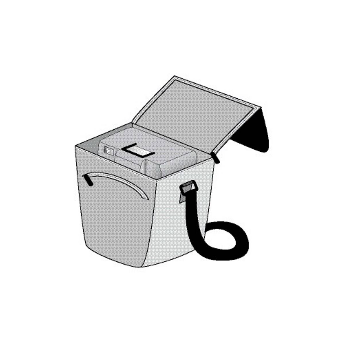 Eine offene Kiste mit einem angeschlossenen Schlauch.