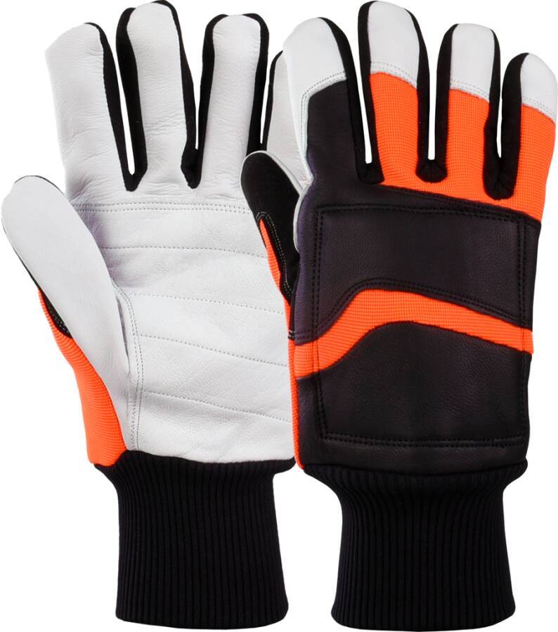 Schnittschutzhandschuhe Forest Master 293360-08 Größe 08 Farbe natur / schwarz / orange Trägermaterial Narbenleder Gau