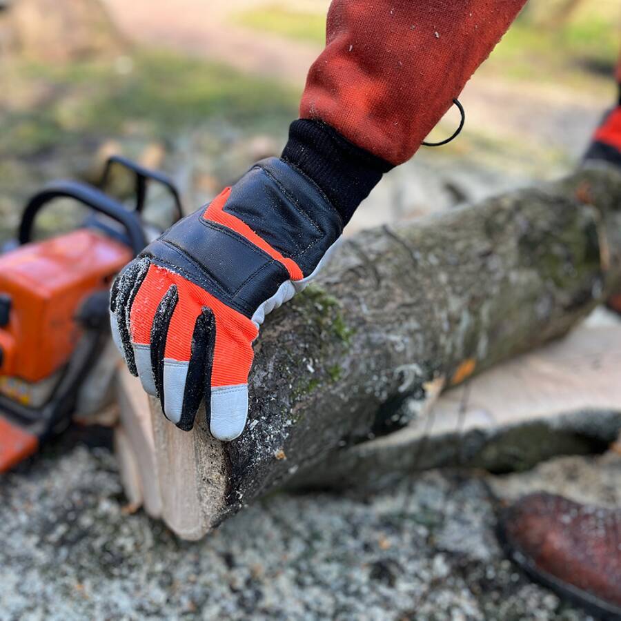 Schnittschutzhandschuhe Forest Master 293360-09 Größe 09 Farbe natur / schwarz / orange Trägermaterial Narbenleder Gau