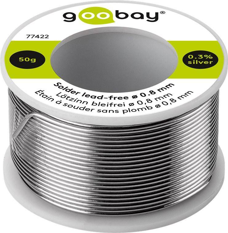 Goobay Lötzinn bleifrei, ø 0,8 mm, No-Clean-Flussmittel, Kolophoniumkern 2,5 %, 217 °C - Gewicht: 50 g