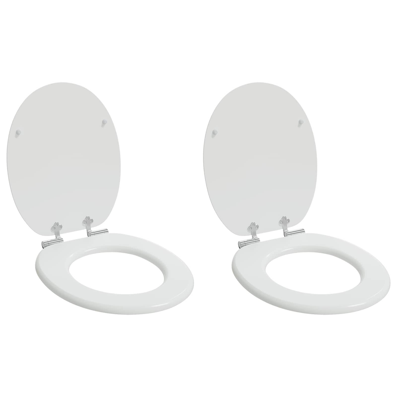 vidaXL Soft-Close Toilettensitz 2 pcs Weiß 44 x 38 cm MDF-Platte