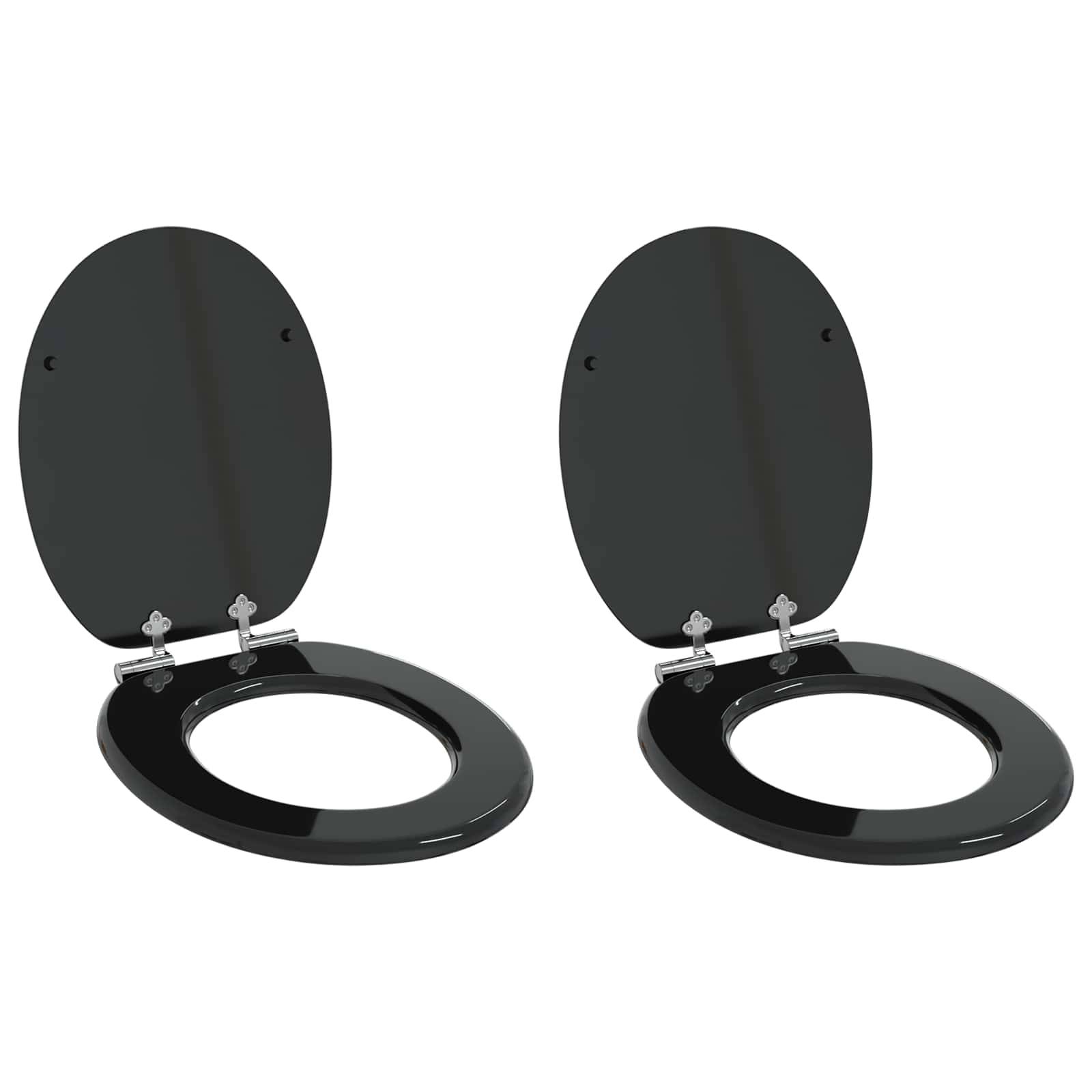 vidaXL Soft-Close Toilettensitz 2 pcs Schwarz 44 x 38 cm MDF-Platte