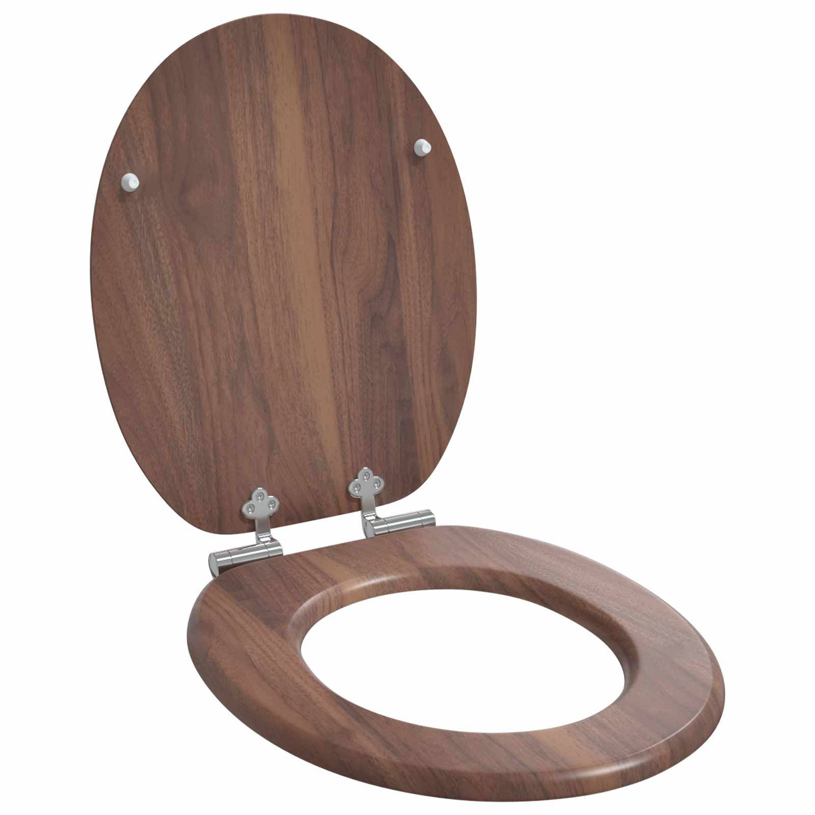 vidaXL Soft-Close Toilettensitz Braun 44 x 38 cm MDF-Platte