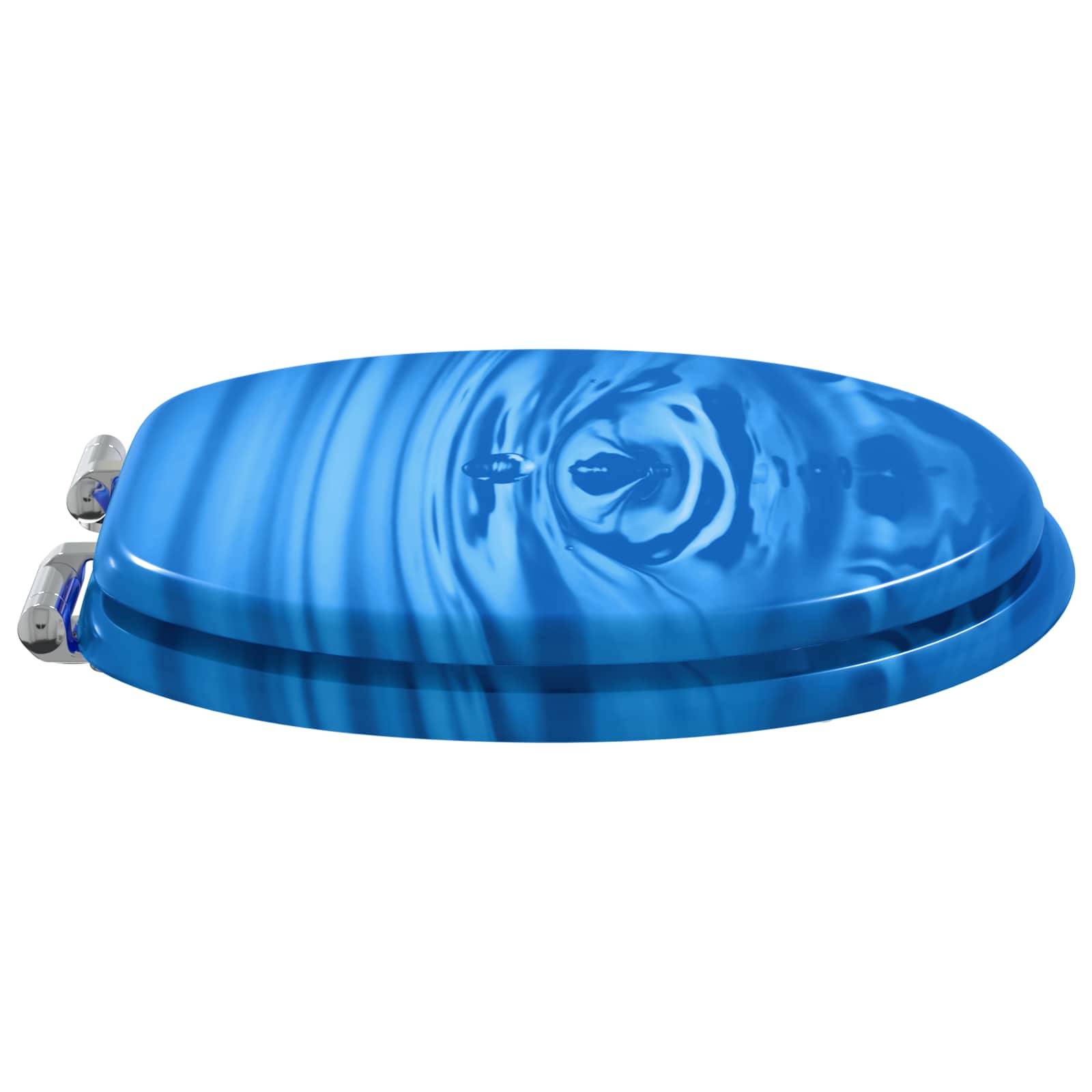 vidaXL Soft-Close Toilettensitz Blauer Tropfen 44 x 38 cm MDF-Platte