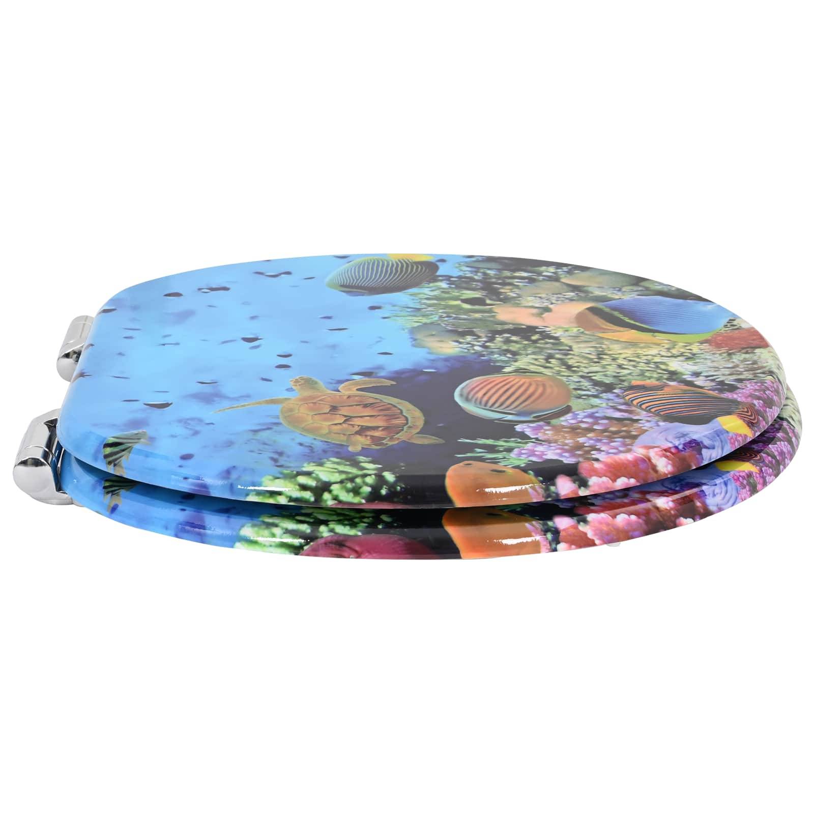 vidaXL Soft-Close Toilettensitz Tiefes Meeresblau 44 x 38 cm