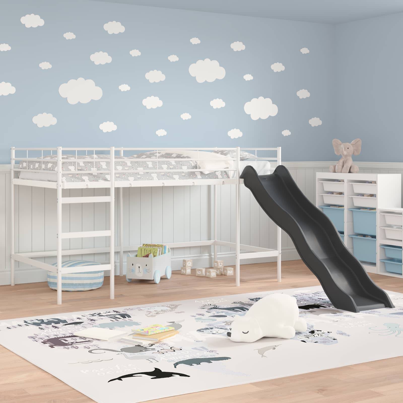 vidaXL Kinder-Loftbett mit Rutsche Uni Weiß und Anthrazit 80 x 200 cm