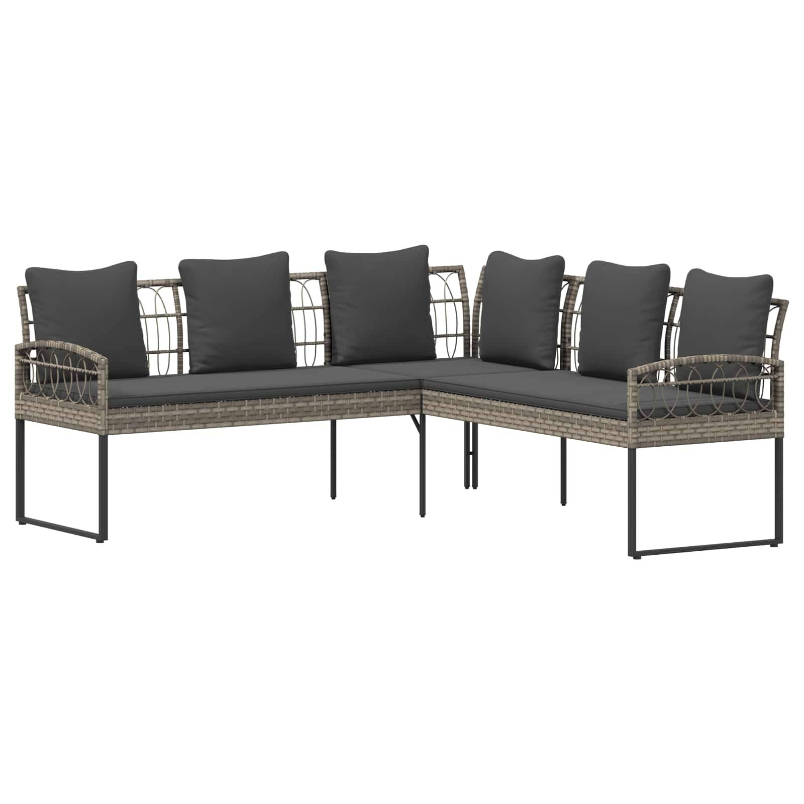 vidaXL Garten-Sofaset mit Kissen 2 pcs Grau Polyrattan und Stahl