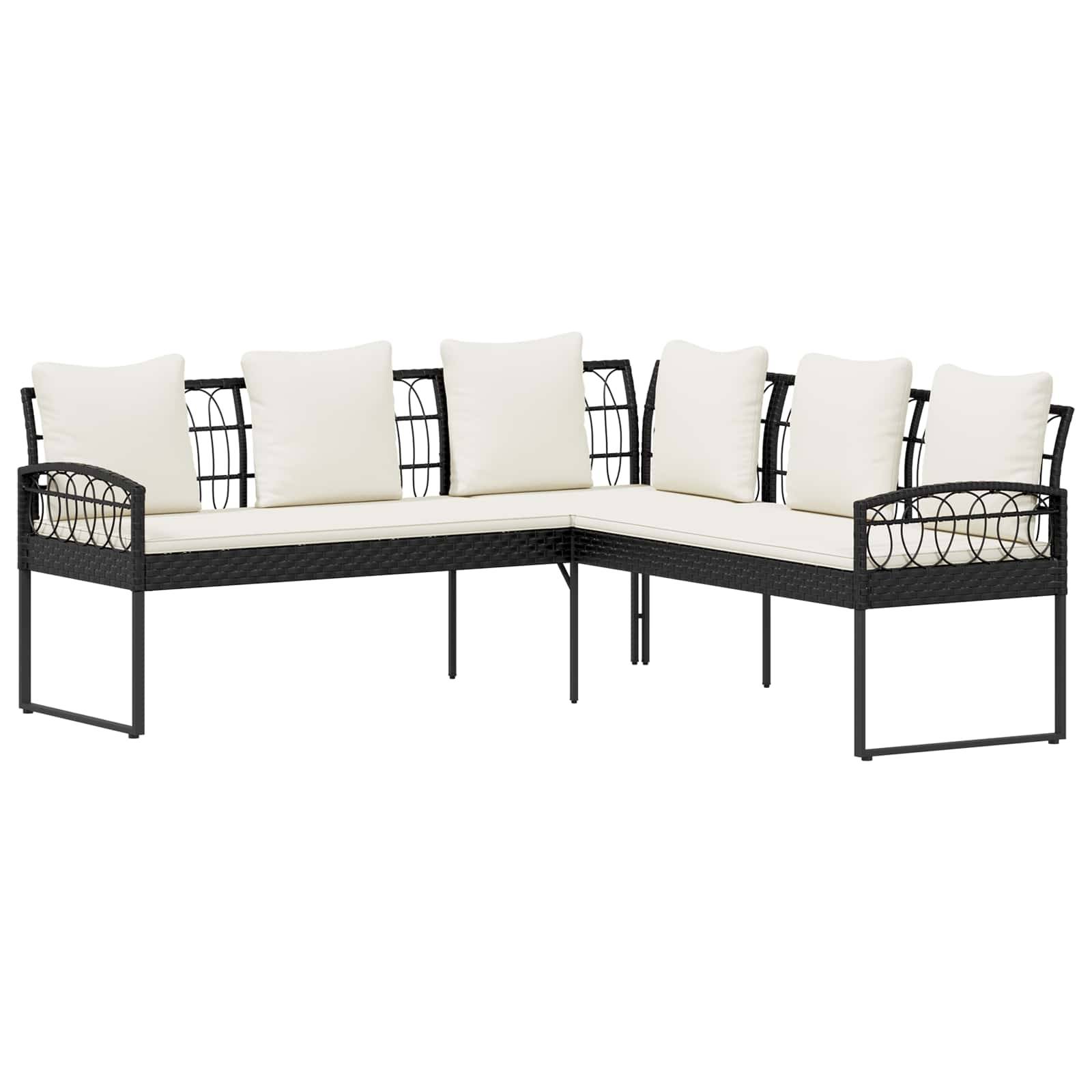 vidaXL Gartensofa-set 2 pcs Schwarz und Creme Poly Rattan Stahl