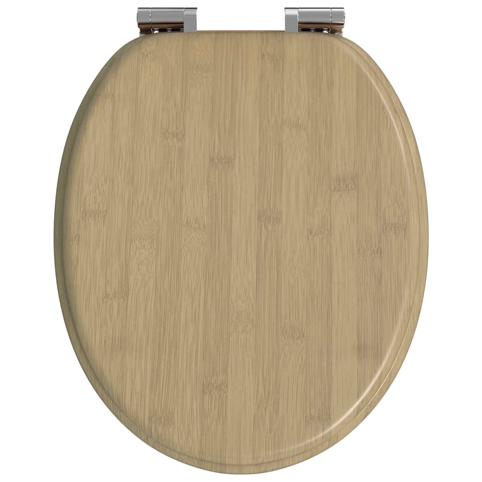 vidaXL Soft-Close Toilettensitz Heller Bambusfarbton 44 x 38 cm