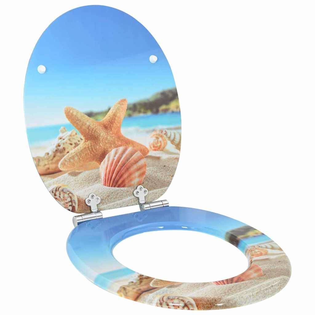 vidaXL Soft-Close Toilettensitz Meeres Muschel 44 x 38 cm MDF-Platte