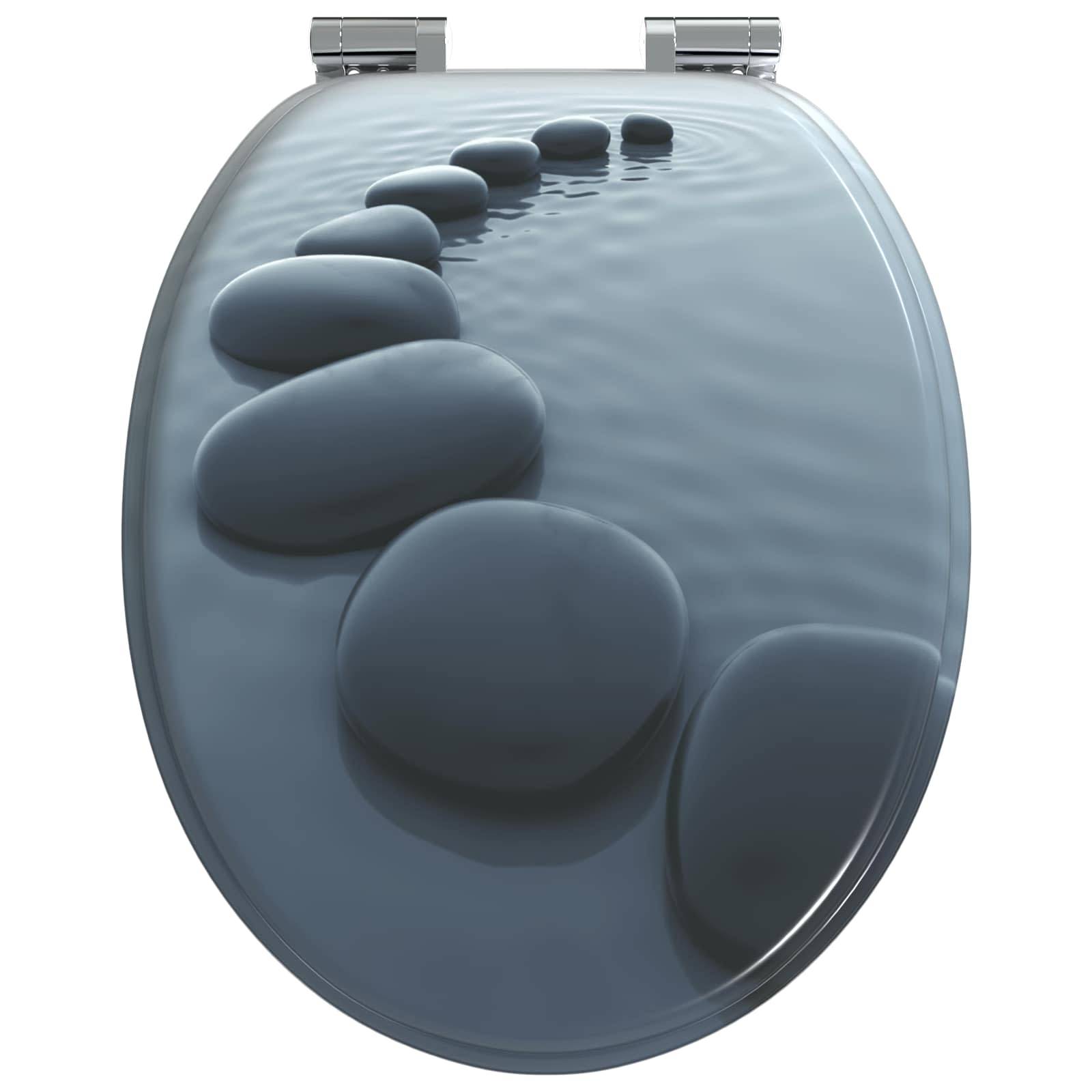 vidaXL Soft-Close Toilettensitz Grau 44 x 38 cm MDF-Platte