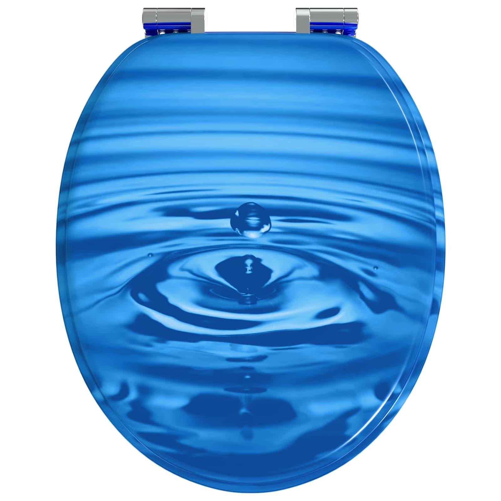 vidaXL Soft-Close Toilettensitz Blauer Tropfen 44 x 38 cm MDF-Platte