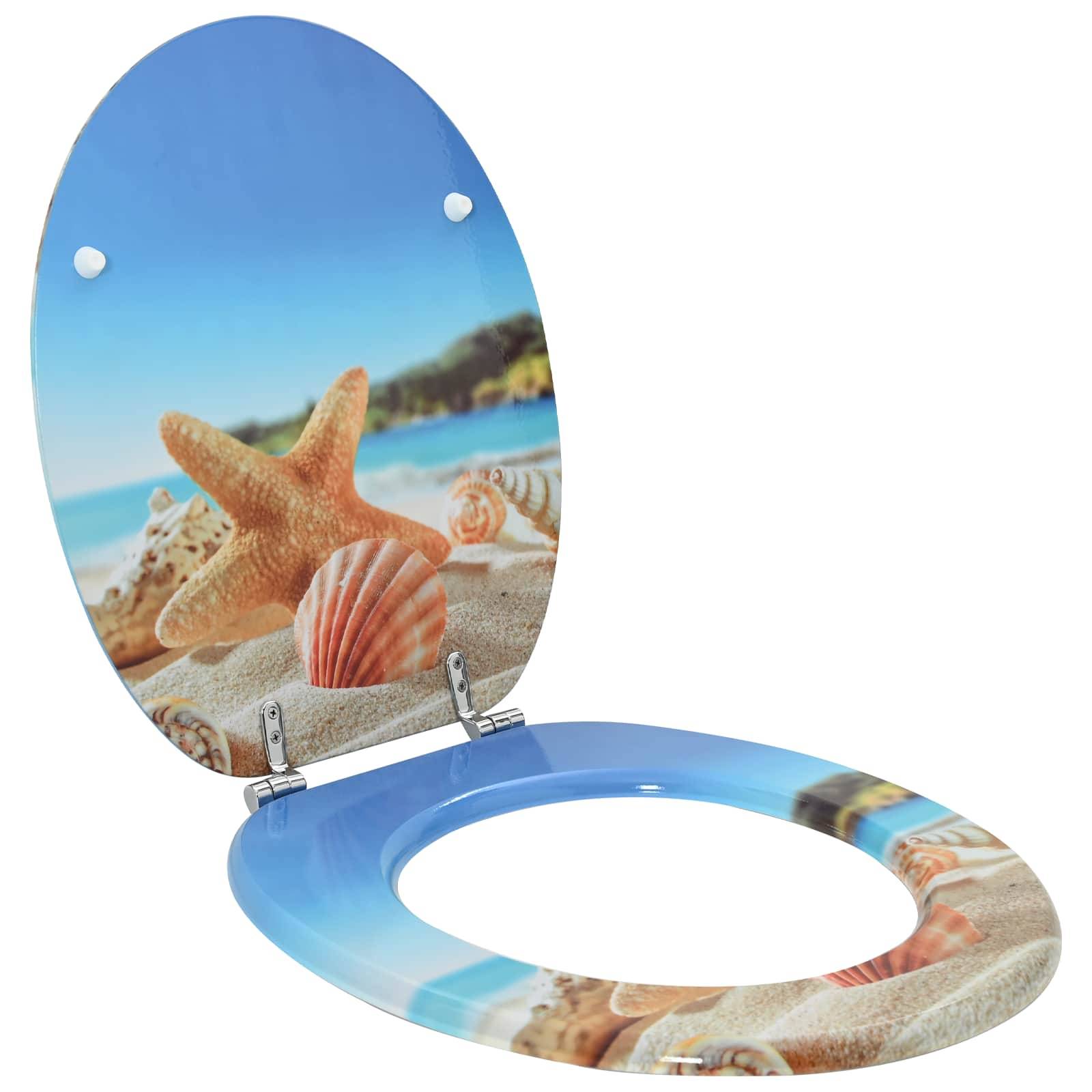 vidaXL Soft-Close Toilettensitz Himmelblau 44 x 38 cm MDF-Platte