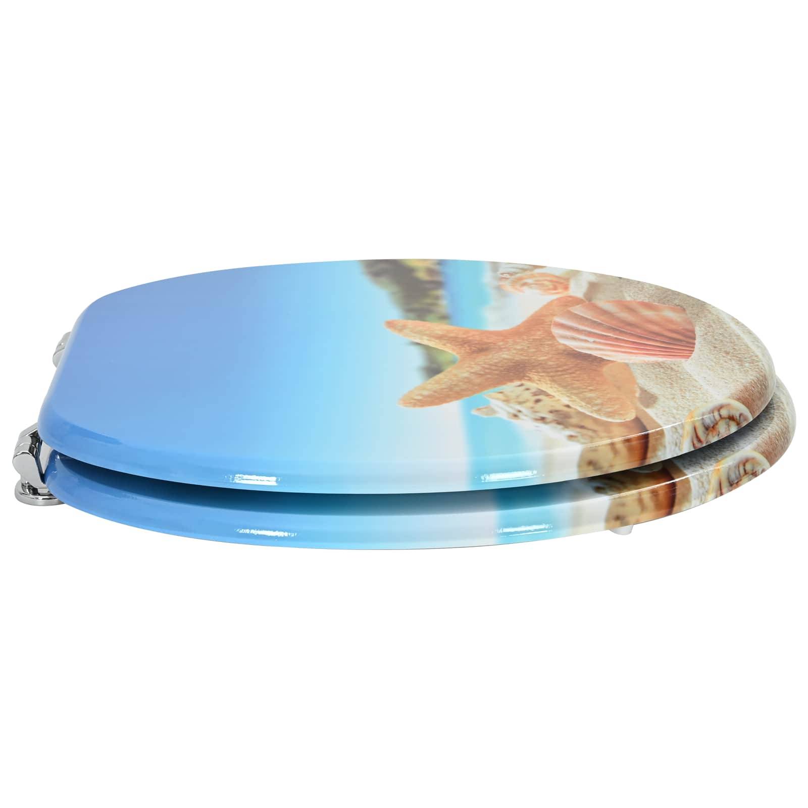 vidaXL Soft-Close Toilettensitz Himmelblau 44 x 38 cm MDF-Platte