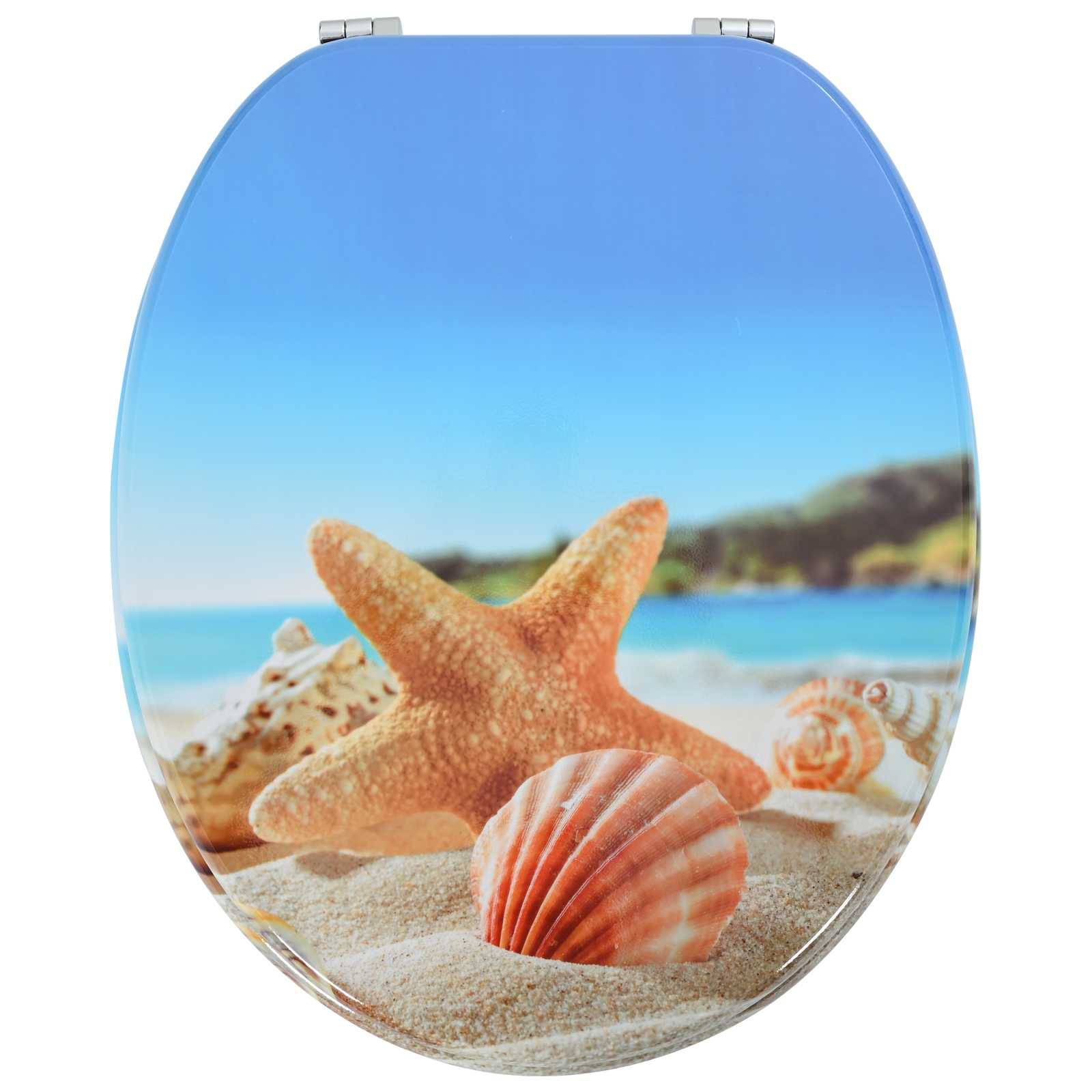 vidaXL Soft-Close Toilettensitz Himmelblau 44 x 38 cm MDF-Platte