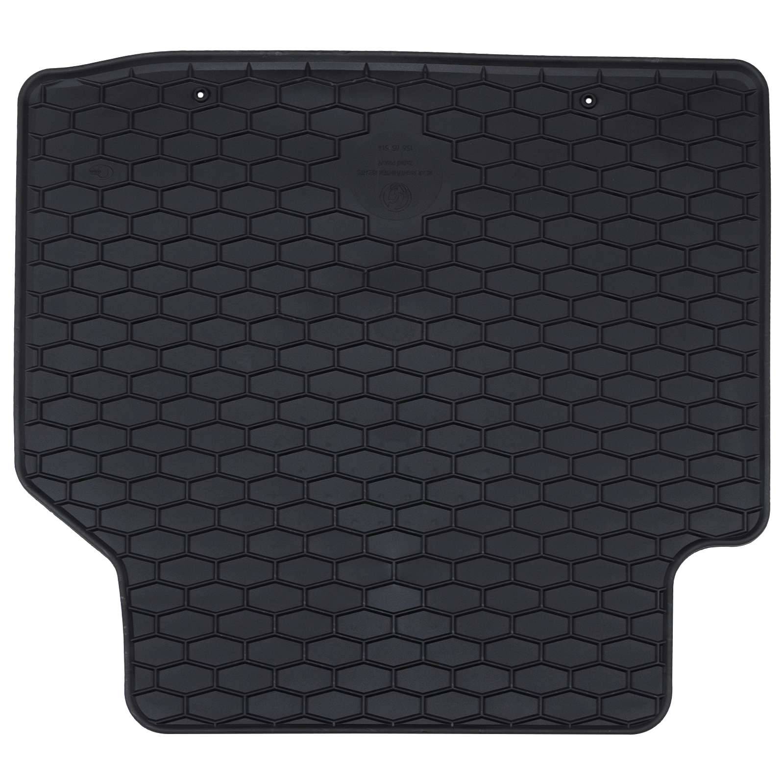 Eine schwarze Kofferraumeinlage mit sechseckigem Muster, die zur Abdeckung und zum Schutz des Innenraums des Fahrzeugs konzipiert ist.