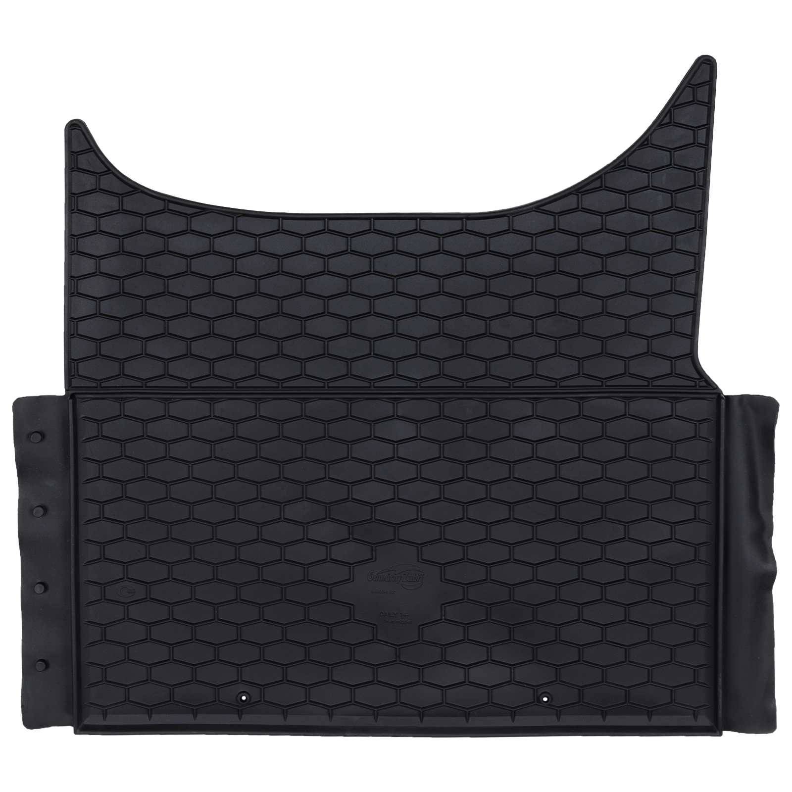 Schwarze Gummifußmatte mit Wabenmuster und erhöhten Kanten, entwickelt für Fahrzeuginnenräume und bietet Schutz vor Verschüttungen und Verschmutzung.