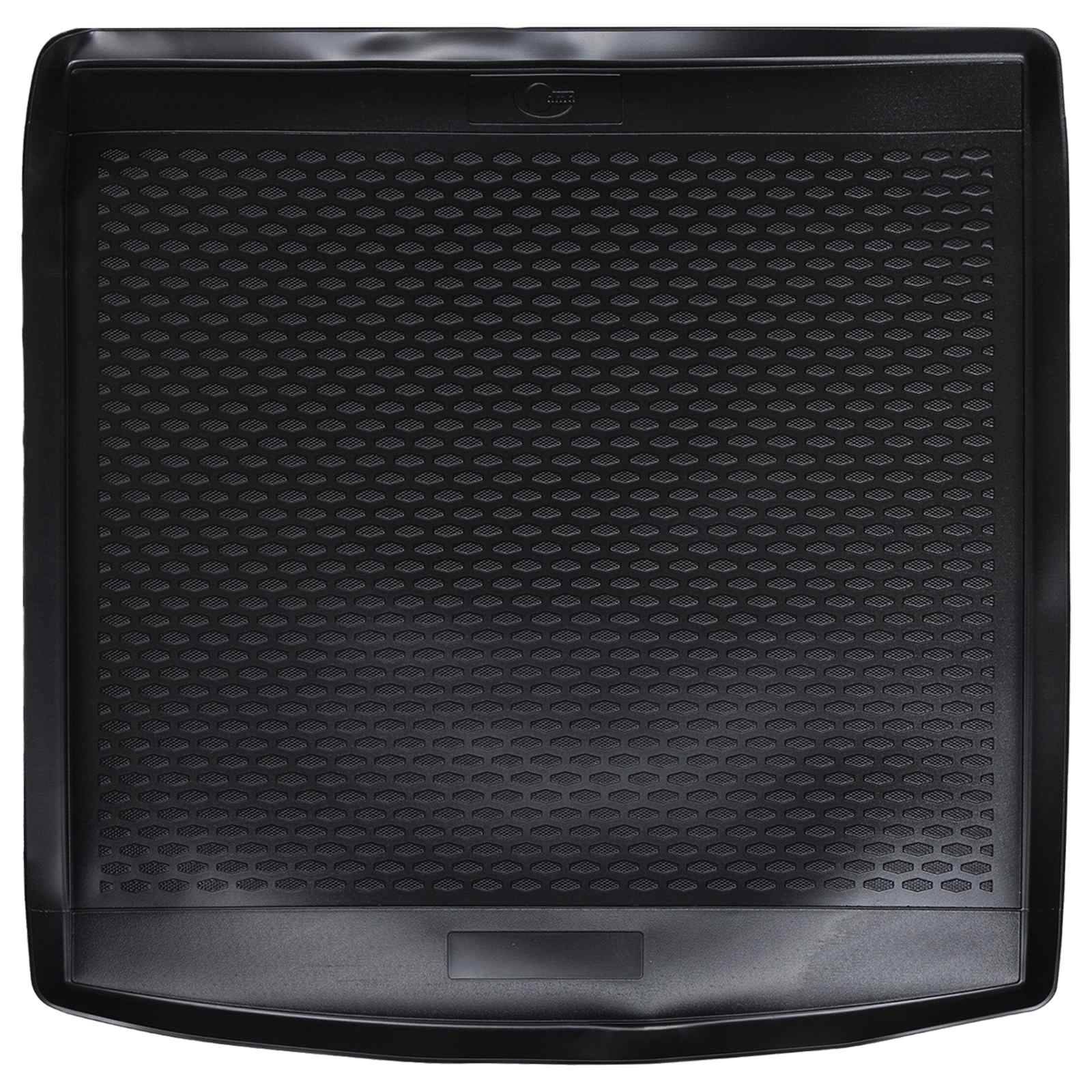 Eine schwarze Autofußmatte mit einem Wabenmuster, entwickelt zum Schutz und zur Langlebigkeit im Fahrzeuginnenraum.