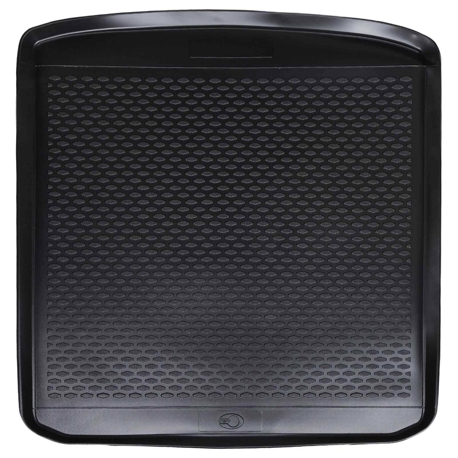 Eine schwarze Autofußmatte mit Wabenmuster, entworfen für Allwetterschutz und einfache Reinigung.