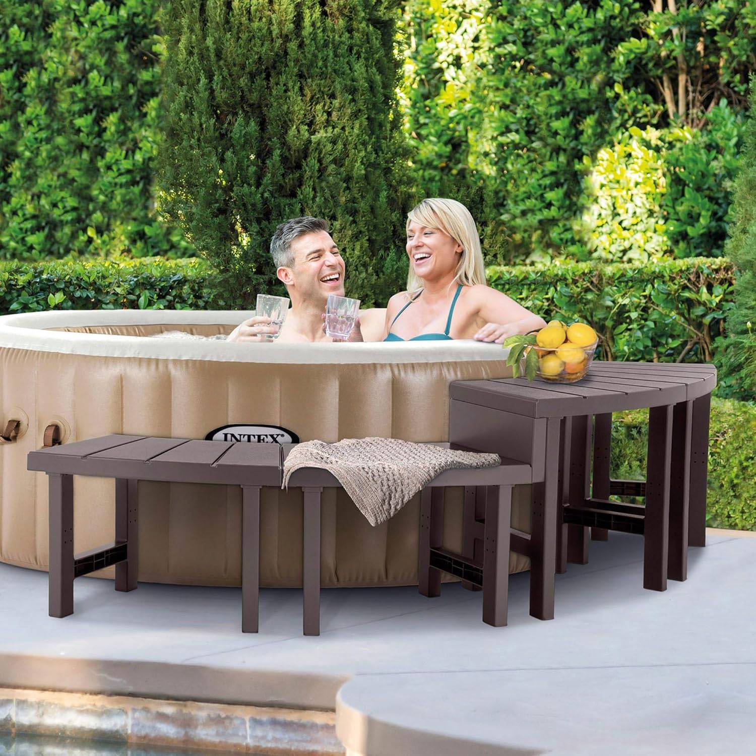 INTEX PureSPA Beistelltisch Set Spa-Bänke 4-teilig für Whirlpool Sitzbänke Bänke