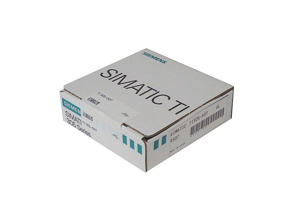 Siemens SIMATIC T1305-50T 230 Serie Box mit Firmenlogo und Produktdetails, konzipiert für Industrieautomationslösungen.