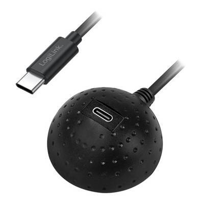 Schwarzes USB-C-Kabel mit ovalförmigem, strukturiertem Stecker mit der Aufschrift „LogiLink