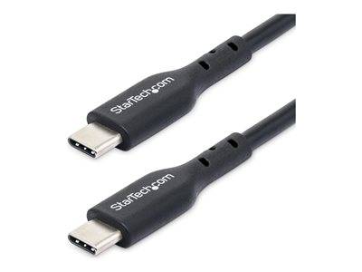 Zwei schwarze USB-C-Kabel mit silbernen Anschlüssen, jeweils mit „StarTech.com
