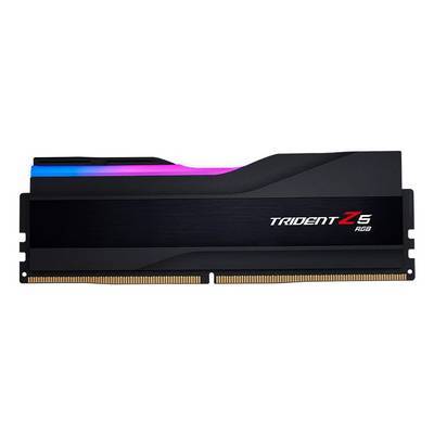 Ein schwarzes DDR5-RAM-Modul mit RGB-Beleuchtung, mit der Bezeichnung „Trident Z5 RGB