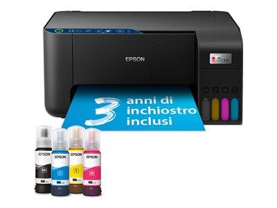„Epson-Drucker mit einer gedruckten Seite, auf der „3 Jahre Tinte inklusive