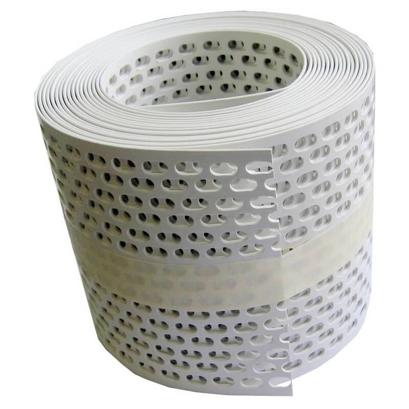 Traufgitter 100 mm, weiß - Rolle a 5 m - Lüftungsband aus Hart-PVC - UV-stabilisiert