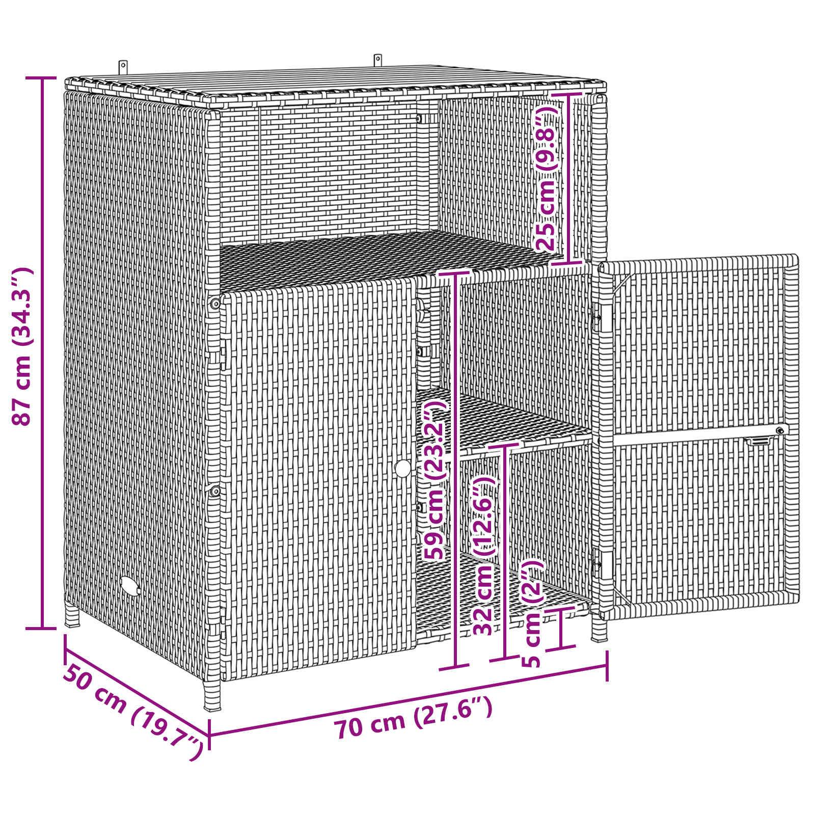 vidaXL Schrank mit Tür Beige 70 x 50 x 87 cm Polyester und Roly Ratten
