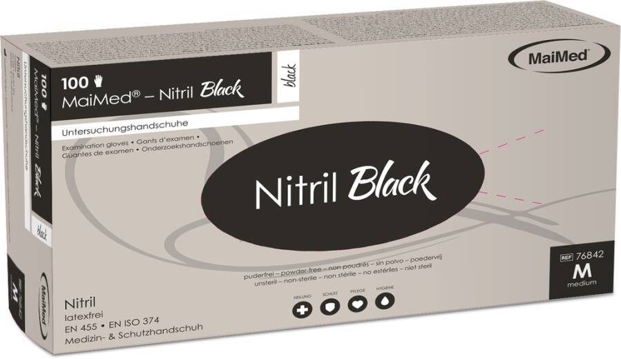 Einmalschutzhandschuh Nitril nitril Black 710544S Größe S Farbe schwarz Trägermaterial Nitril Gauge - Mat.-Stärke 0,05