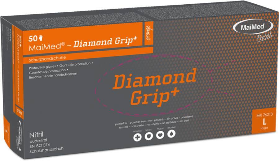 Einmalschutzhandschuh Nitril Diamond Grip+ 710545M Größe M Farbe orange Trägermaterial Nitril Gauge - Mat.-Stärke 0,16