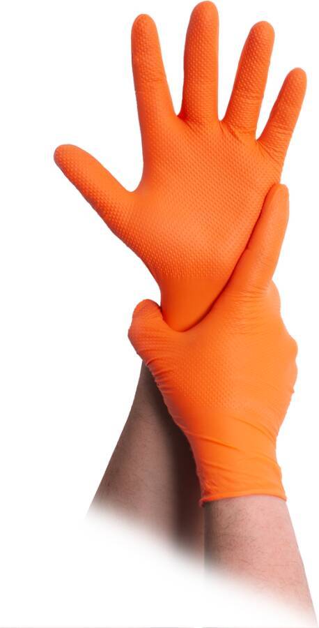 Einmalschutzhandschuh Nitril Diamond Grip+ 710545M Größe M Farbe orange Trägermaterial Nitril Gauge - Mat.-Stärke 0,16