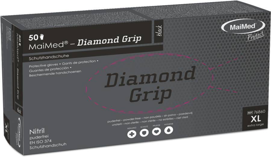 Einmalschutzhandschuh Nitril Diamond Grip black 710546M Größe M Farbe schwarz Trägermaterial Nitril Gauge - Mat.-Stärk