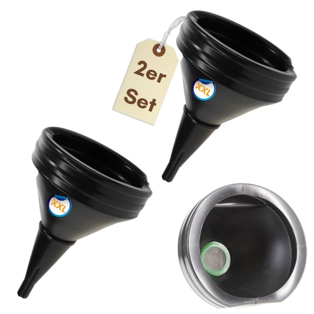 Bild eines Trichters mit Pfeilen, die auf fünf Bilder zeigen, die mit „Motoröl