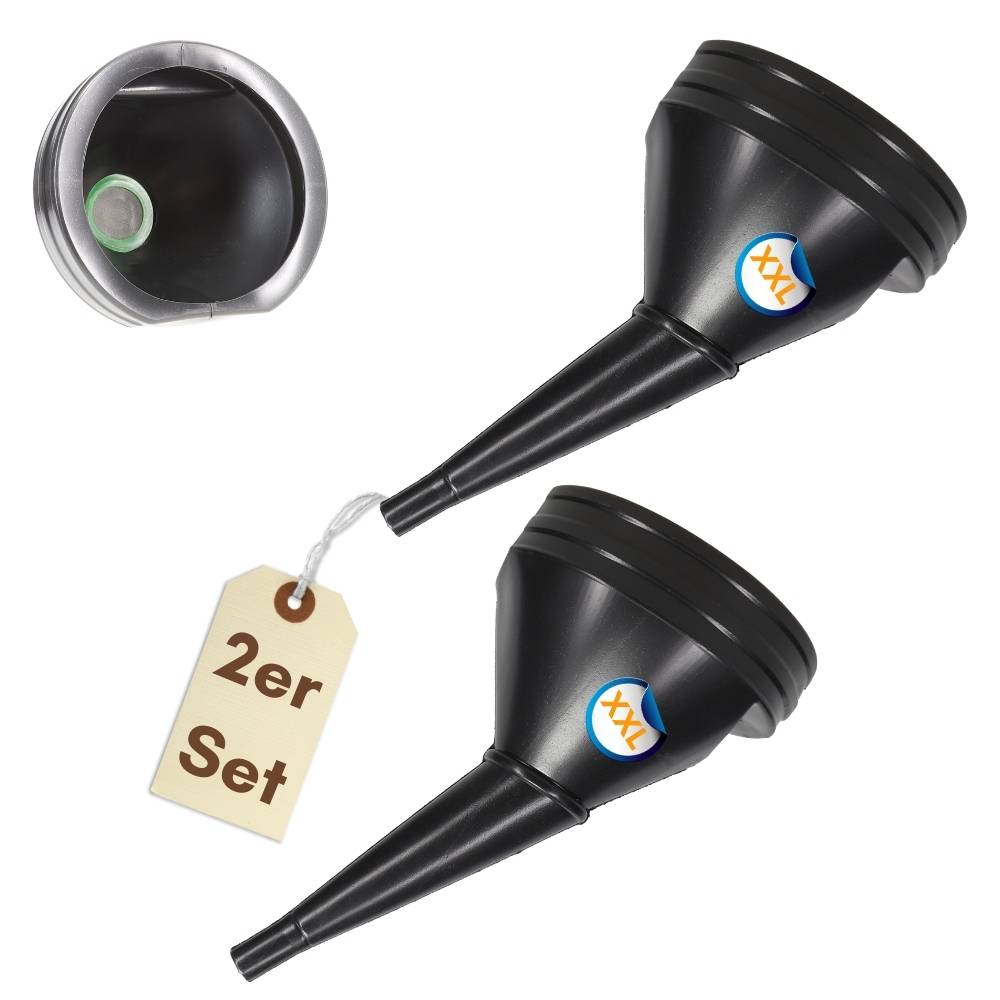 2er Set Abgewinkelter Trichter Auto Groß Benzin Trichter mit Sieb Einfülltrichter XXL AdBlue Einfüllhilfe Kunststoff Öltrichter Öl Diesel KFZ Wer