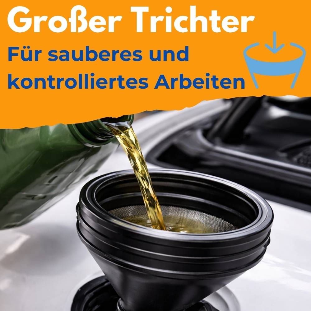 2er Set Abgewinkelter Trichter Auto Groß Benzin Trichter mit Sieb Einfülltrichter XXL AdBlue Einfüllhilfe Kunststoff Öltrichter Öl Diesel KFZ Wer