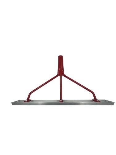 Ein Betonglätter mit rotem Griff und Metallklinge, entwickelt zum Glätten und Ebnen von frischen Betonoberflächen.