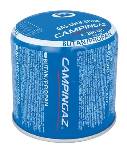 Ein blauer Gaskanister mit der Bezeichnung „Campingaz