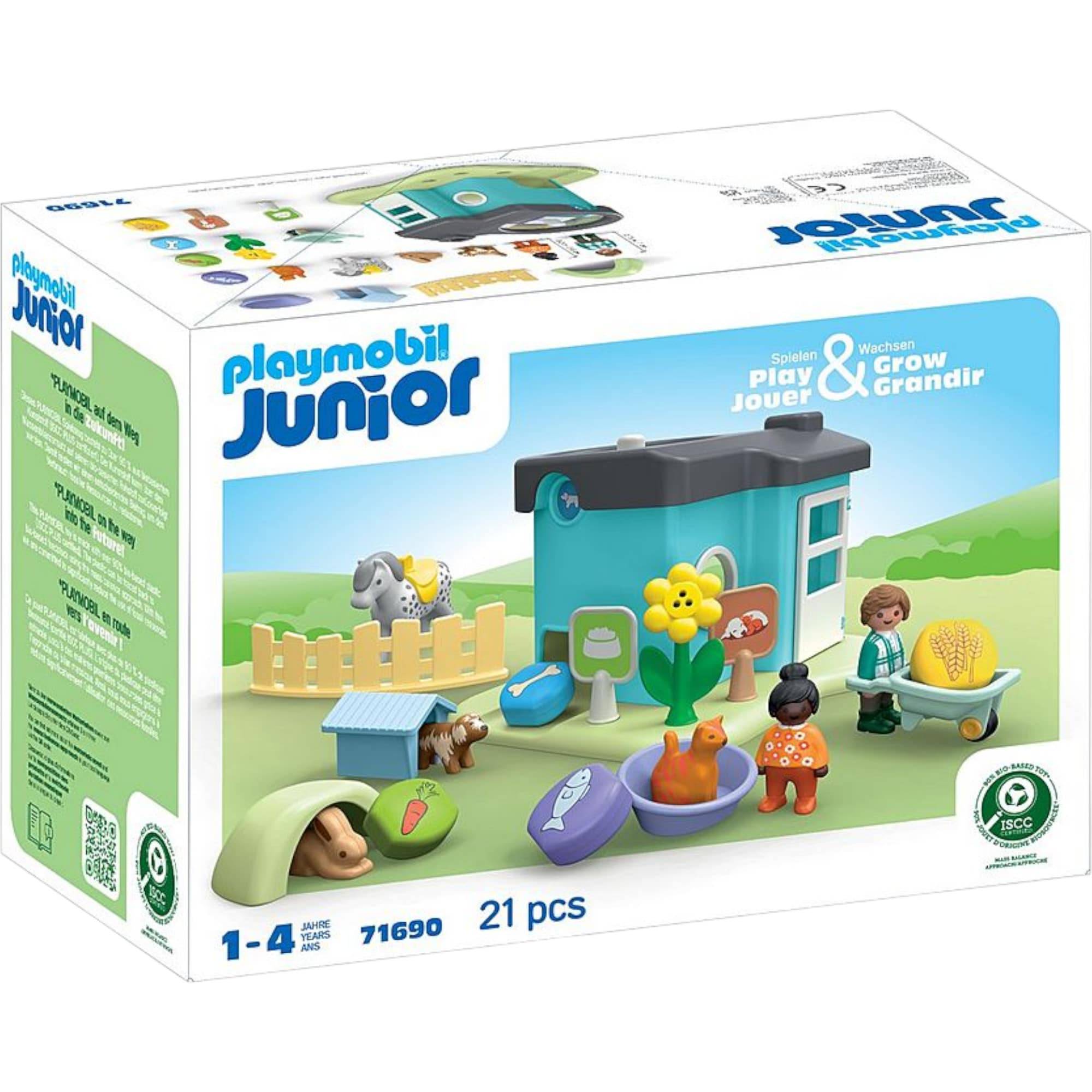Playmobil Junior 'Play & Grow' Spielzeugset für Kinder ab 1-4 Jahren. Mit Tierfiguren, Spielhaus und Gartenzubehör. Enthält 21 Teile.