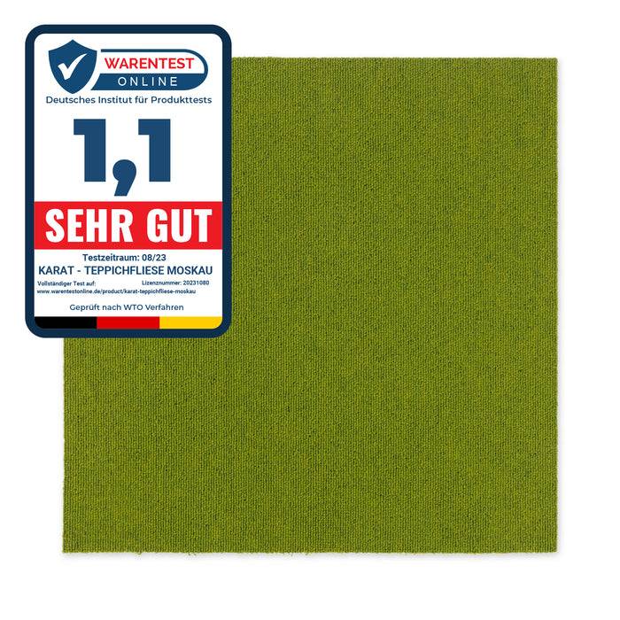 FLOORDIREKT Teppichfliesen Moscow - Aus pflegeleichtem Schlingenflor - Ideal für Büro, Wohn- oder Kinderzimmer - 50 x 50 cm - Grün