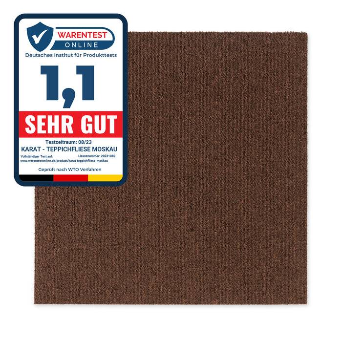 FLOORDIREKT Teppichfliesen Moscow - Aus pflegeleichtem Schlingenflor - Ideal für Büro, Wohn- oder Kinderzimmer - 50 x 50 cm - Dunkelbraun