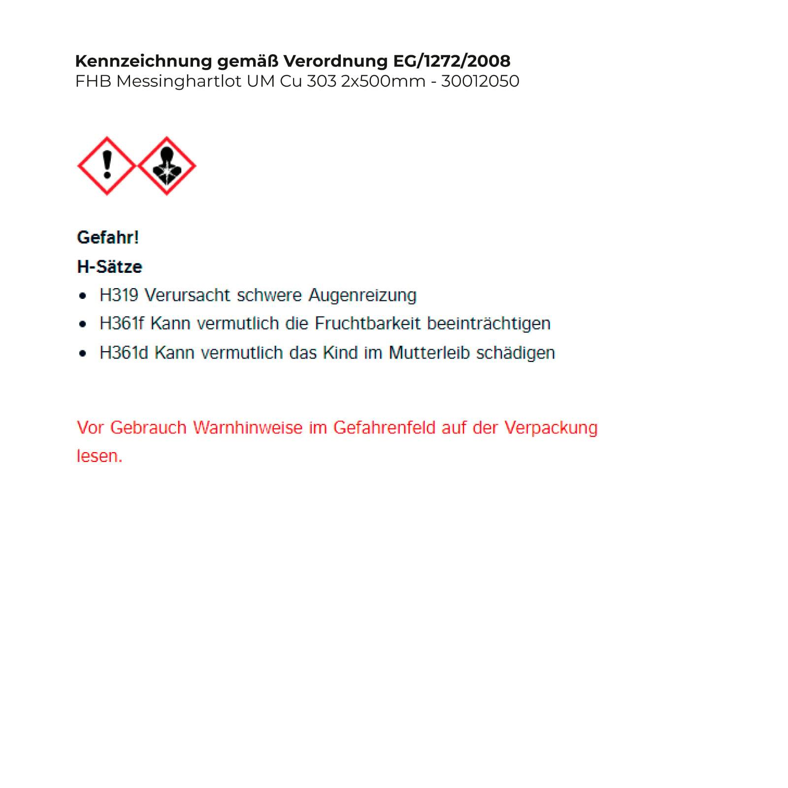 FHB Messinghartlot UM Cu 303 2x500 mm - 30012050