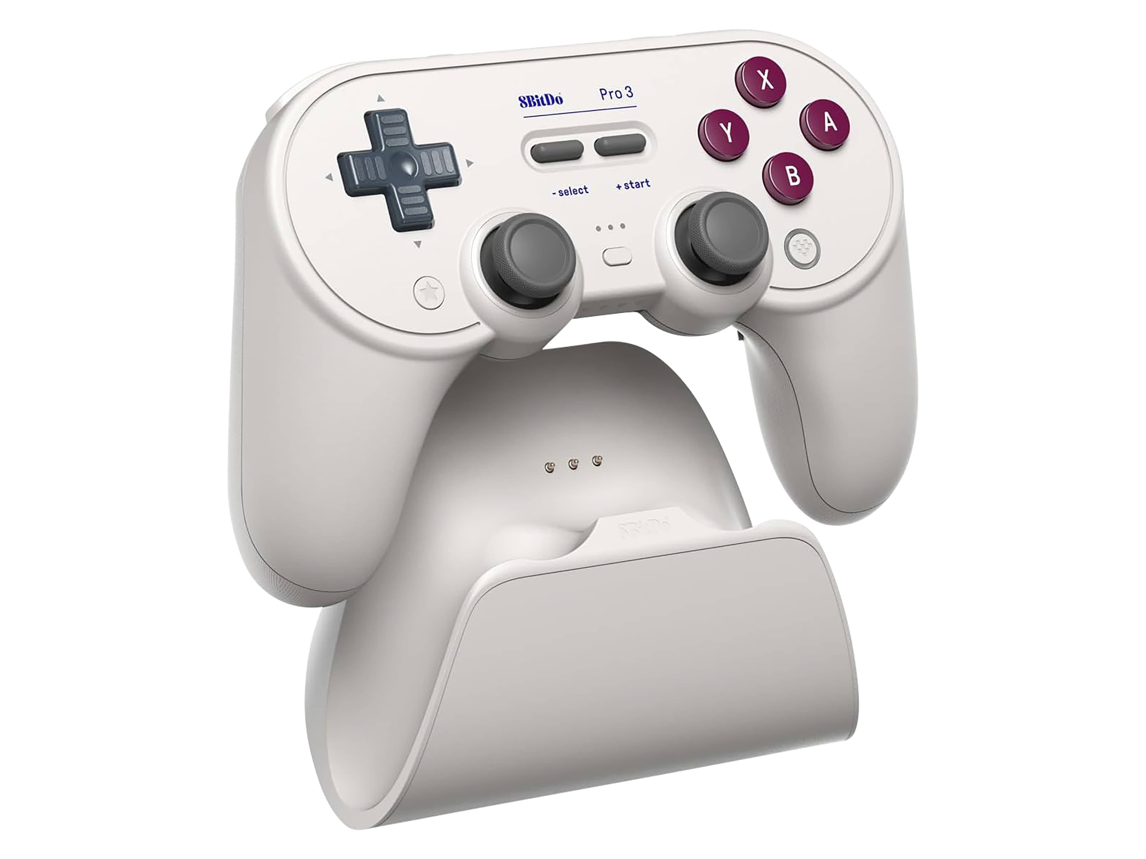 8BITDO Pro 3 Bluetooth Controller & Dock, hellgrau