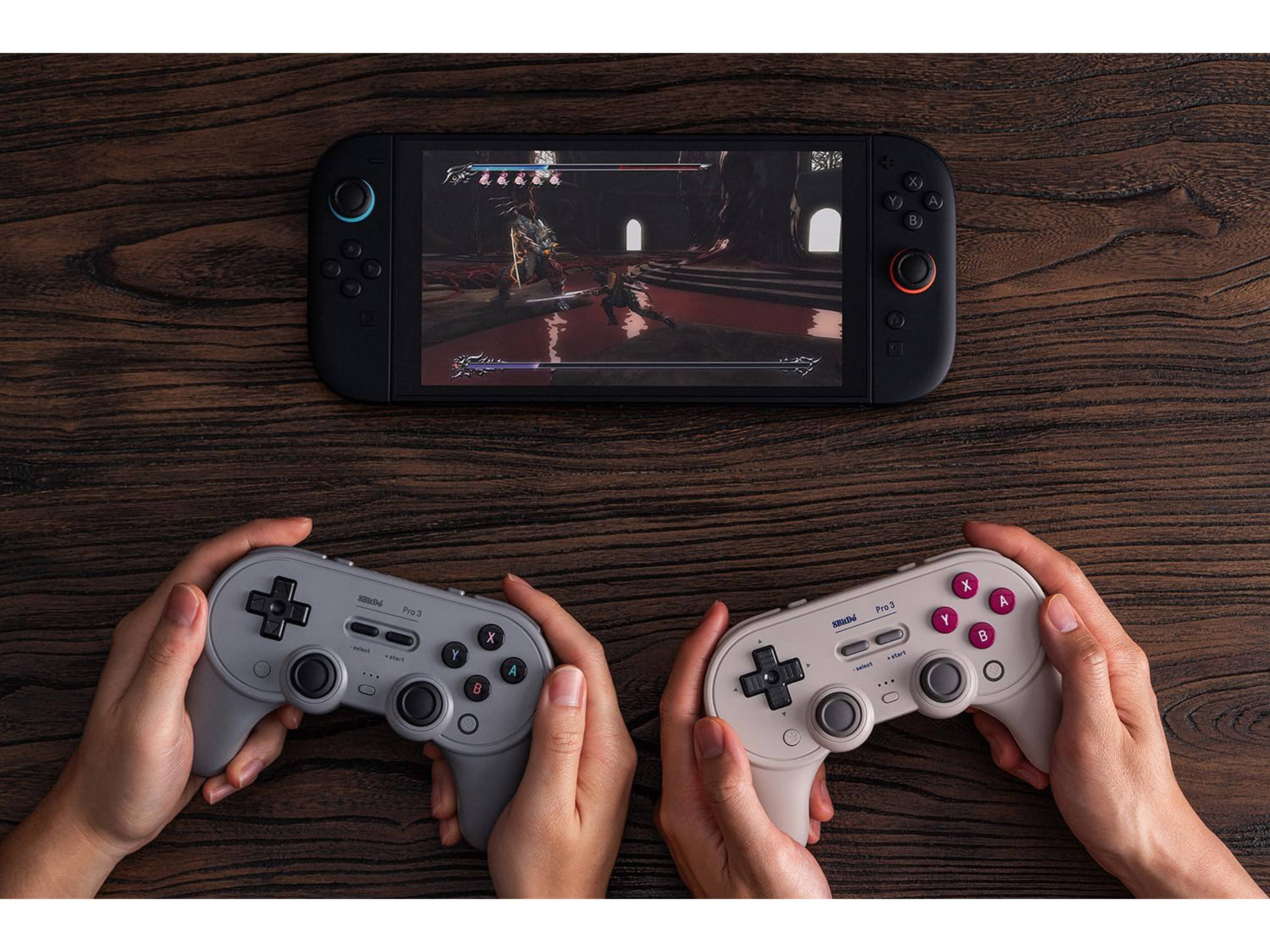 8BITDO Pro 3 Bluetooth Controller & Dock, grau