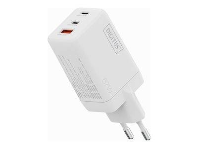 DIGITUS USB-Ladegerät GaN 67W, 2x USB-C, 1x USB-A weiß Multimedia-Technik Ladegerät