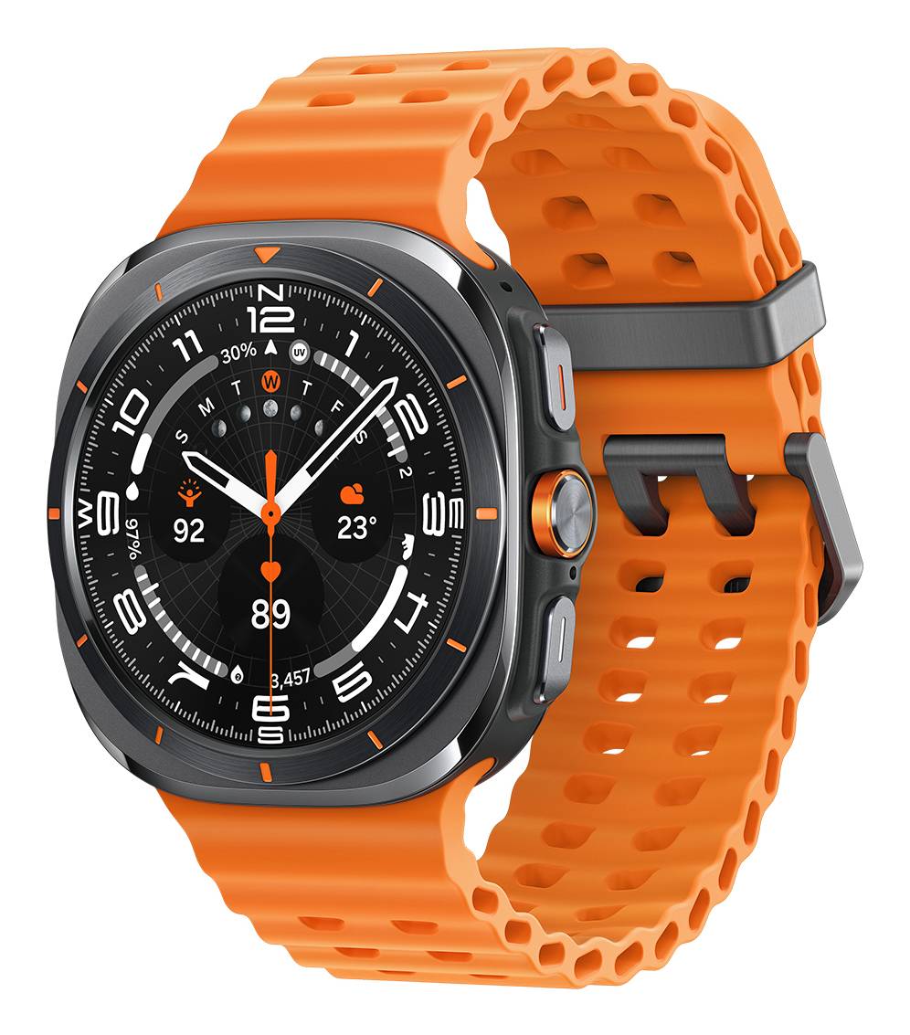 Samsung Galaxy Watch Ultra - 47 mm - titanfarben grau - intelligente Uhr mit Marineband - Gummi - Orange - Bandgröße: